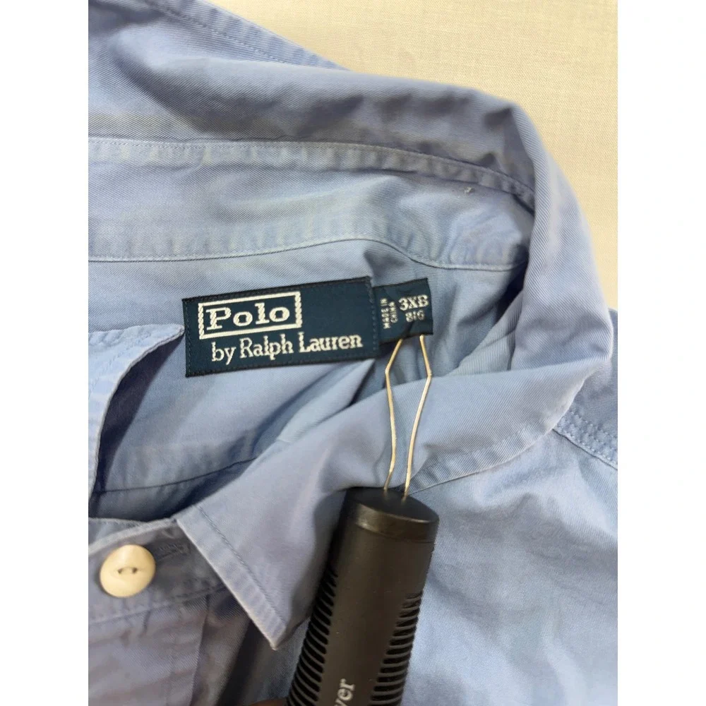 Polo Ralph Lauren Mens 3XB Big Blue Twill Long‎ Sleeve Button Down Utility Shirt